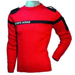 Pull Sécurité Incendie | Laine Couleur Rouge