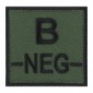 Ecusson groupe sanguin B négatif noir sur vert armée