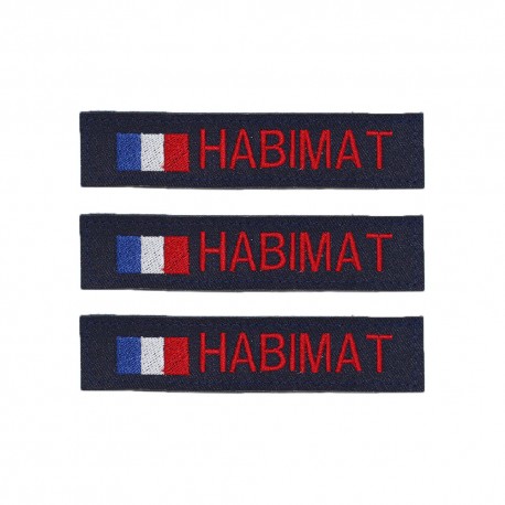 Lot de 3 bandes patronymiques sur fonds marine + drapeau France