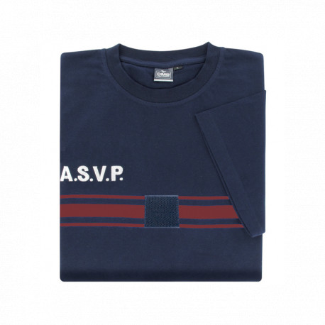 Tee-shirt ASVP | Coton, Couleur Marine et Bandes Bordeaux