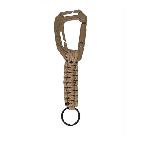 Porte clefs paracorde avec mousqueton coyote