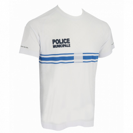 Tee-shirt blanc Police Municipale | Thermorégulant