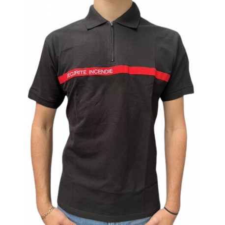 Polo noir Sécurité Incendie fermeture zippée