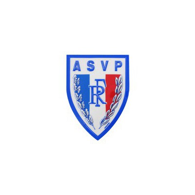 Ecusson grand modèle A.S.V.P. plastique inscription relief monté velcro crochet