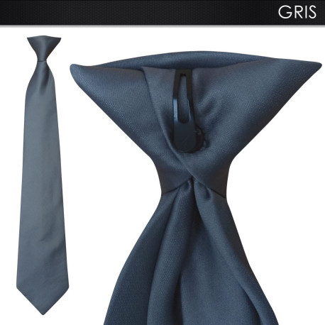 Cravate de sécurité à clip en polyester gris
