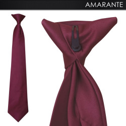 Cravate de sécurité à clip en polyester bordeaux