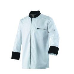 Veste de cuisine | Manches longues, Couleur Blanche, Liseré et Col Noir