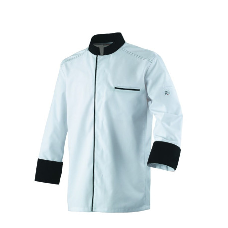 Veste de cuisine | Manches longues, Couleur Blanche, Liseré et Col Noir
