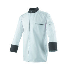 Veste de cuisine | Manches longues, Couleur Blanche, Liseré et Col Gris