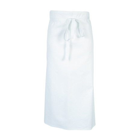 Tablier long de cuisine à taille 100% coton blanc