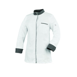 Veste Cuisine Blanche | Femme | Manches longues, Liseré et col gris