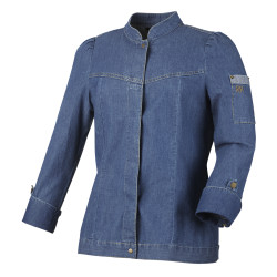 Veste de cuisine Femme manches longues en denim délavé