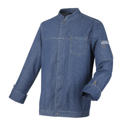 Veste de cuisine Homme manches longues en denim délavé