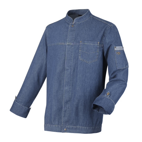 Veste de cuisine Homme manches longues en denim délavé