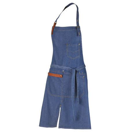 Tablier à bavette en denim délavé