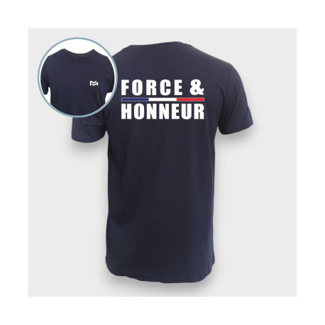 Tee-shirt coton bleu marine Force et Honneur