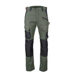 Pantalon de travail vert MEMORY avec poches genoux