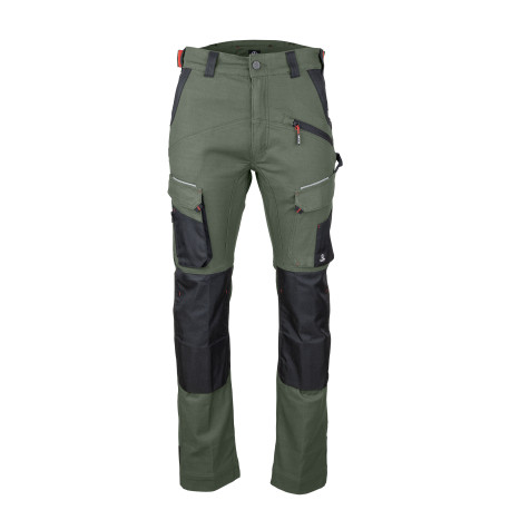 Pantalon de travail vert MEMORY avec poches genoux