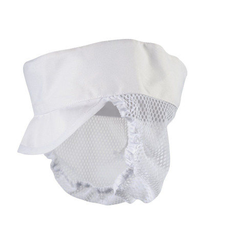 Casquette en polyester/coton blanc avec filet sur nuque en résille