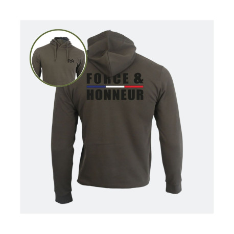 Sweat à&nbsp;capuche kaki Force et Honneur