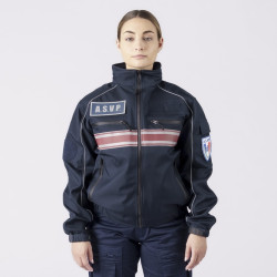 Blouson softshell avec capuche ASVP bandes bordeaux