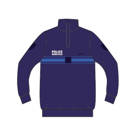 Sweat-shirt marine col montant zip Police Municipale