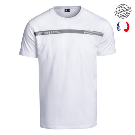 Tee-shirt sécu-one Sécurité Privée blanc bande grise