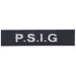 Bande patronymique avec inscription P.S.I.G sur tissu bleu marine velcro crochet